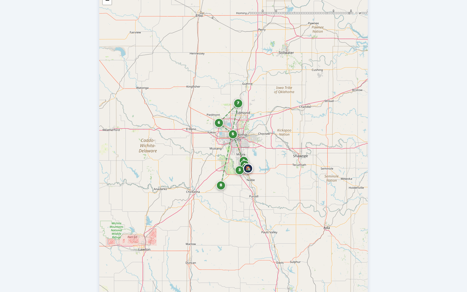 The stops mapped in the smartest driving order