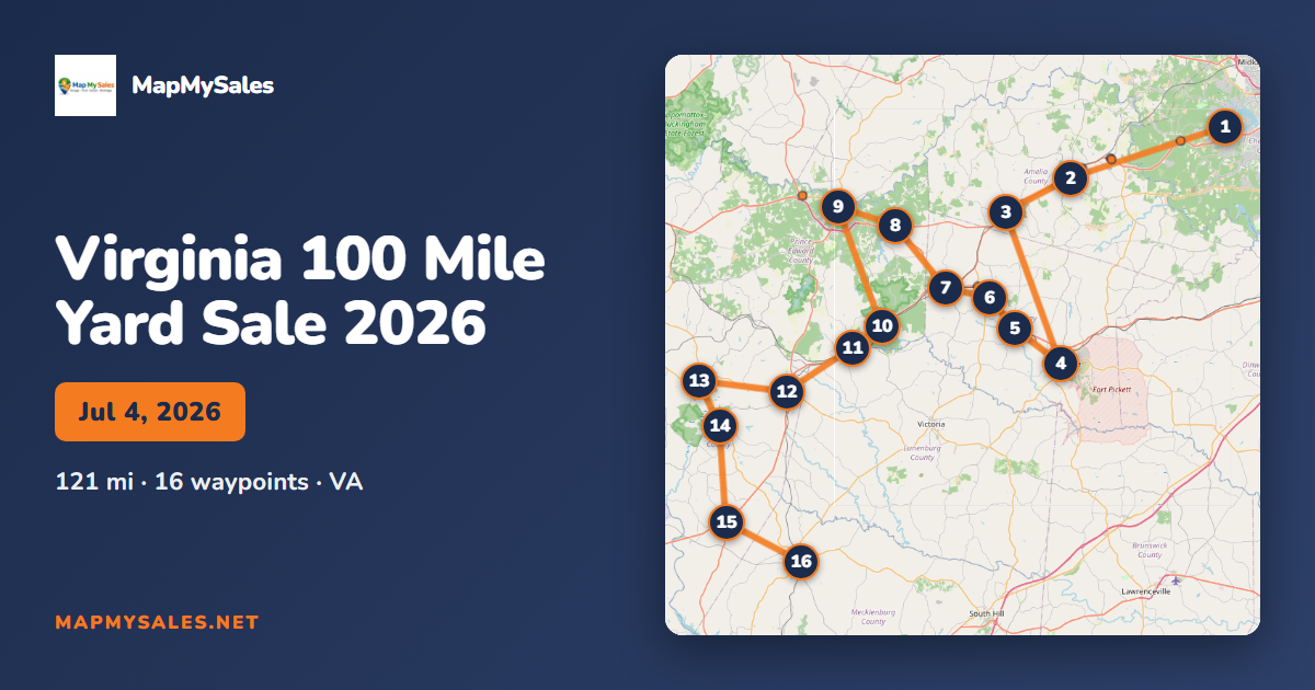 Virginia 100 Mile Yard Sale 2026: Complete July 4 Route Guide | MapMySales